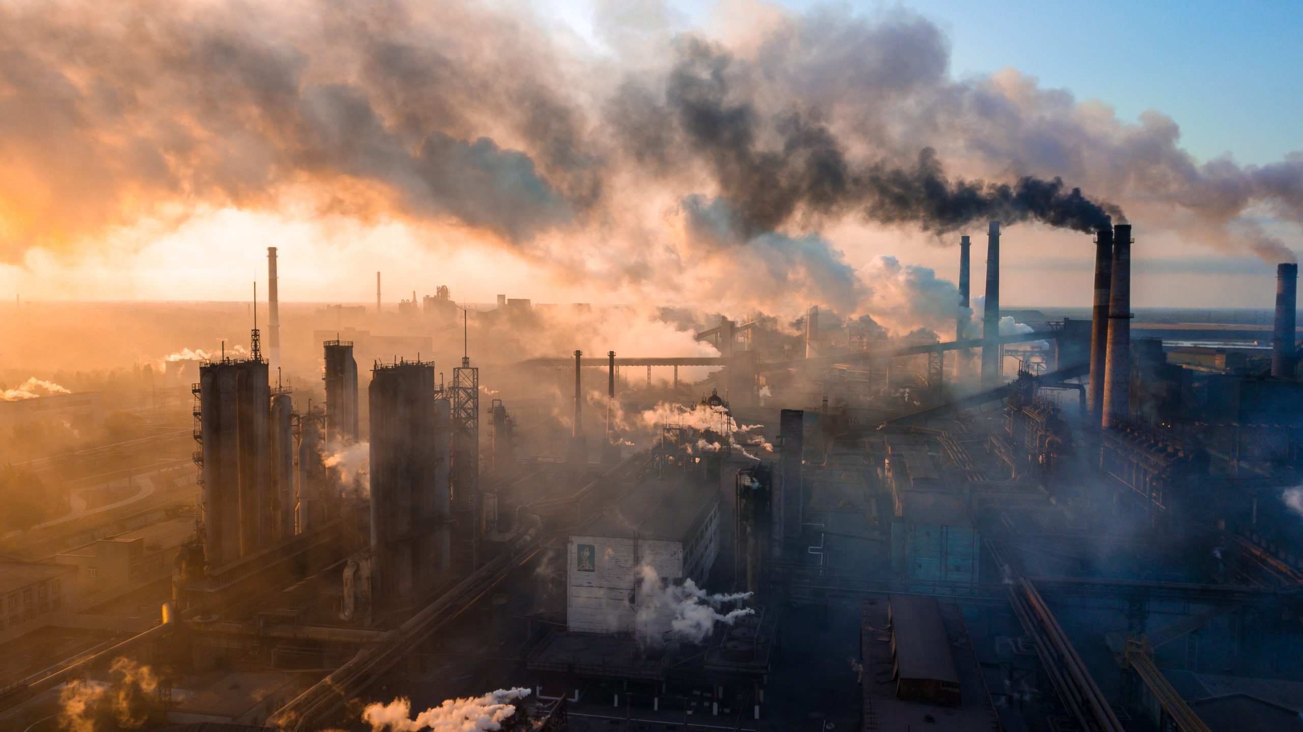 Industry,Metallurgical,Plant,Dawn,Smoke,Smog,Emissions,Bad,Ecology,Aerial